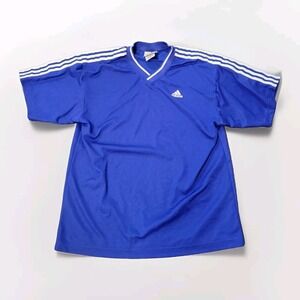 Vintage Adidas Soccer Jersey Blue Trifold adult Large Futbol USA rare Blank VTG